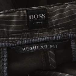 مملوكة مسبقًا Boss by Hugo Boss Brown Coated Cotton Regular Fit Pants M 