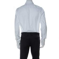 Pre Owned Boss By Hugo Boss White Cotton Woven Jacquard Regular Fit Enzo Shirt M