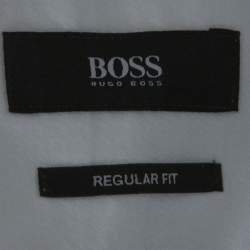 Pre Owned Boss By Hugo Boss White Cotton Woven Jacquard Regular Fit Enzo Shirt M