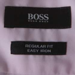 Pre Owned قميص بوس باي هوغو بوس انزو قصة اعتيادية قطن وردي فاتح M