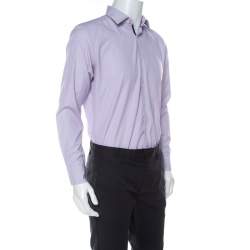 Pre Owned قميص بوس باي هوغو بوس جوي قطن مخطط بنفسجي فاتح L
