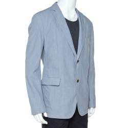 Boss By Hugo Boss Blue Micro Check Print Cotton Micah Blazer XXL