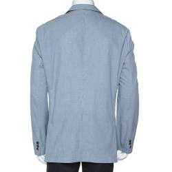 Boss By Hugo Boss Blue Micro Check Print Cotton Micah Blazer XXL