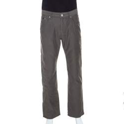 Pre Owned Boss By Hugo Boss Grey Cotton Oklahoma Trousers L