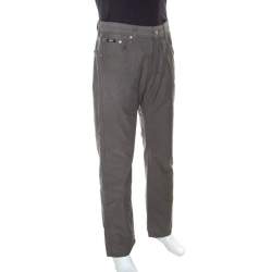 Pre Owned Boss By Hugo Boss Grey Cotton Oklahoma Trousers L