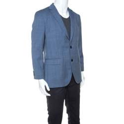 مملوكة مسبقًا جاكيت بليزر بوس باي هوغو بوس جين صوف أزرق L