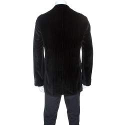 مملوكة مسبقًا Boss By Hugo Boss Black Striped Velvet Casso Blazer XL