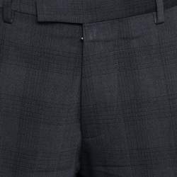 مملوكة مسبقًا Boss By Hugo Boss Charcoal Grey Check Patterned Wool Sharp2 Pants L 