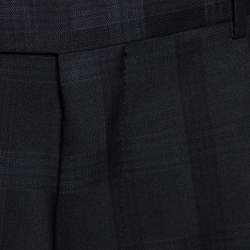 Pre Owned بنطلون بوس باي هوغو بوس صوف كاروهات تشيك أسود مقاس كبير - لارج  