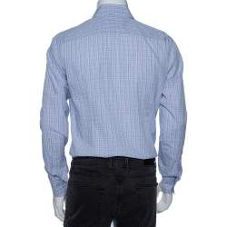 Pre Owned قميص بوس باي هوغو بوس قطن كاروهات بنفسجي فاتح بقصة ضيقة مقاس متوسط - ميديوم