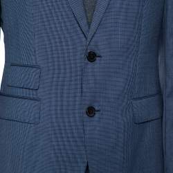 مملوكة مسبقًا Boss By Hugo Boss Blue Micro Check Patterned Wool The Kings/Central_1 Suit L 
