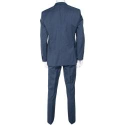 مملوكة مسبقًا Boss By Hugo Boss Blue Micro Check Patterned Wool The Kings/Central_1 Suit L 