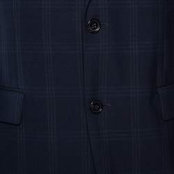 Pre Owned Boss By Hugo Boss Midnight Blue Checkered Wool The Grand/Central US Outlet Suit L