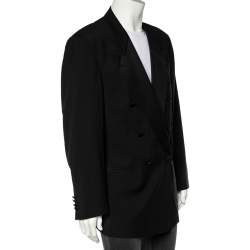 Pre Owned جاكت بوس باي هوغو بوس صف أزرار مزدوج أسود مقاس كبير جدا جدا