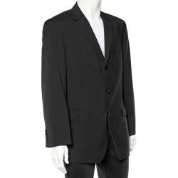 Pre Owned بليزر بوس باي هوغو بوس صوف رصاصي بأزرار أمامية مقاس كبير جدًا - إكس لارج