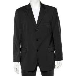 Pre Owned بليزر بوس باي هوغو بوس صوف رصاصي بأزرار أمامية مقاس كبير جدًا - إكس لارج