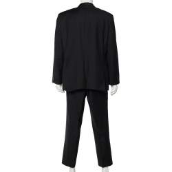 مملوكة مسبقًا بدلة بوس باي هوغو بوس صوف مخطط أسود مفصلة مقاس كبير جدًا جدًا - إكس إكس لارج