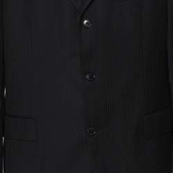 مملوكة مسبقًا بدلة بوس باي هوغو بوس صوف مخطط أسود مفصلة مقاس كبير جدًا جدًا - إكس إكس لارج