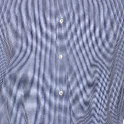 Pre Owned Boss By Hugo Boss Blue Check Cotton Button Front Slim Fit Shirt M