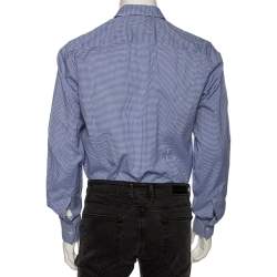 Pre Owned Boss By Hugo Boss Blue Check Cotton Button Front Slim Fit Shirt M
