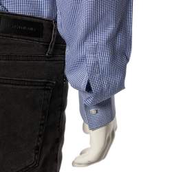 Pre Owned Boss By Hugo Boss Blue Check Cotton Button Front Slim Fit Shirt M