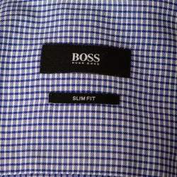 Pre Owned Boss By Hugo Boss Blue Check Cotton Button Front Slim Fit Shirt M