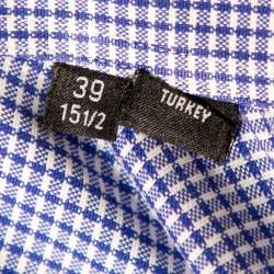 Pre Owned Boss By Hugo Boss Blue Check Cotton Button Front Slim Fit Shirt M