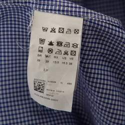 Pre Owned Boss By Hugo Boss Blue Check Cotton Button Front Slim Fit Shirt M