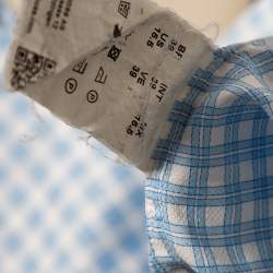 Pre Owned Boss Hugo Boss Blue Checkered Cotton Slim Fit Shirt M
