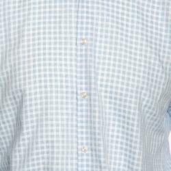 Pre Owned Boss Hugo Boss Blue Checkered Cotton Slim Fit Shirt M