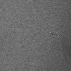 مملوكة مسبقًا تي شيرت بوس باي هوغو بوس كم قصير مطرز شعار قطن رمادي مقاس كبير جدا جدا