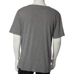 مملوكة مسبقًا تي شيرت بوس باي هوغو بوس كم قصير مطرز شعار قطن رمادي مقاس كبير جدا جدا