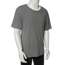 مملوكة مسبقًا تي شيرت بوس باي هوغو بوس كم قصير مطرز شعار قطن رمادي مقاس كبير جدا جدا