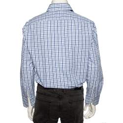 Pre Owned Boss By Hugo Boss Blue Checkered Cotton Button Front Regular Fit Shirt XL