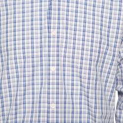 Pre Owned Boss By Hugo Boss Blue Checkered Cotton Button Front Regular Fit Shirt XL