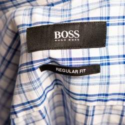 Pre Owned Boss By Hugo Boss Blue Checkered Cotton Button Front Regular Fit Shirt XL