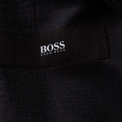 Pre Owned Boss By Hugo Boss Black Striped Wool Single Breasted Suit XXL