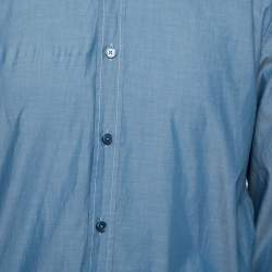 Pre Owned Boss By Hugo Boss Blue Cotton Button Front Slim Fit Stretch Shirt XL
