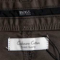 Pre Owned Boss By Hugo Boss Brown Cotton & Cashmere Oklahoma Trousers L