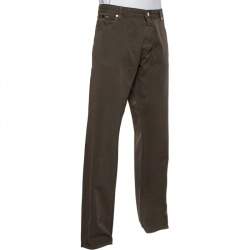 Pre Owned Boss By Hugo Boss Brown Cotton & Cashmere Oklahoma Trousers L