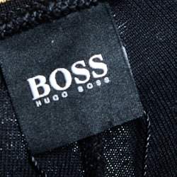 Pre Owned بنطلون جري بوس باي هوغو بوس قطن أسود مطرز بالشعار مقاس متوسط - ميديوم