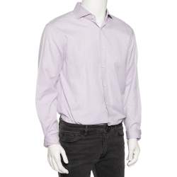 Pre Owned Boss By Hugo Boss Pink Textured Cotton Tailored Slim Fit Shirt XXL
