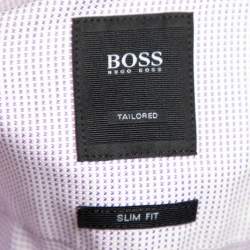 Pre Owned Boss By Hugo Boss Pink Textured Cotton Tailored Slim Fit Shirt XXL