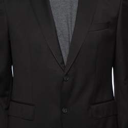 مملوكة مسبقًا بذلة بوس باي هوغو بوس ترافيل صوف أسود مقاس كبير (لارج)