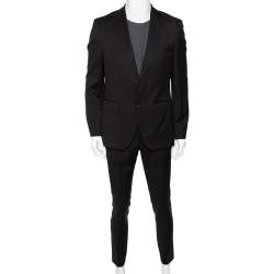 Pre Owned Boss By Hugo Boss Black Wool Travel Suit L