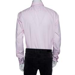 مملوكة مسبقًا قميص بوس باي هوغو بوس قصة إعتيادية أزرار أمامية قطن وردي مقاس متوسط