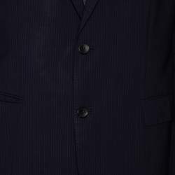 Pre Owned Boss By Hugo Boss Navy Blue Striped Wool Johnstons1/Lenon Blazer XXL 
