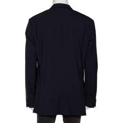 Pre Owned Boss By Hugo Boss Navy Blue Striped Wool Johnstons1/Lenon Blazer XXL 