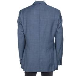 Pre Owned Boss By Hugo Boss Blue Virgin Wool Single Breasted Blazer XL