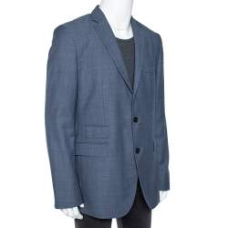 Pre Owned Boss By Hugo Boss Blue Virgin Wool Single Breasted Blazer XL